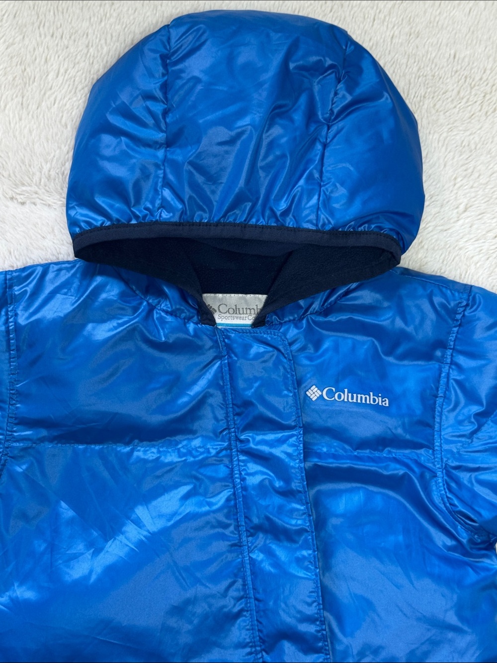 Columbia Snuggly Bunny Bunting Blue Puffer Snowsuit 12-18 Months - Picture 2 of 10